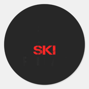 Eat sleep ski repeat winter mountains skiing lodge classic round sticker