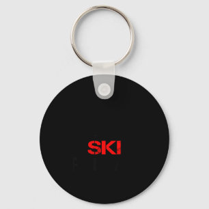 Eat sleep ski repeat winter mountains skiing lodge key ring