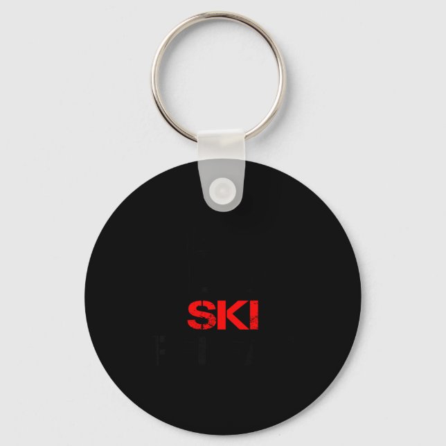 Eat sleep ski repeat winter mountains skiing lodge key ring (Front)