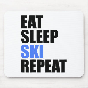 Eat Sleep Ski Repeat Winter Mountains Skiing Lodge Mouse Pad