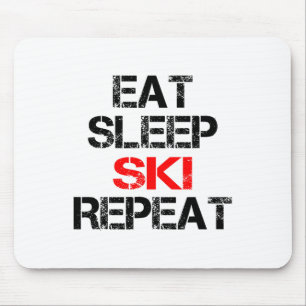 Eat Sleep Ski Repeat Winter Mountains Skiing Lodge Mouse Pad