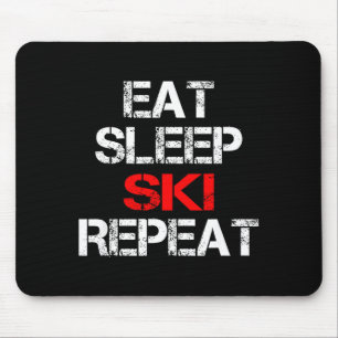 Eat sleep ski repeat winter mountains skiing lodge mouse pad