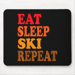 Eat sleep ski repeat winter mountains skiing lodge mouse pad