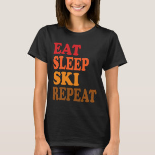 Eat Sleep Ski Repeat Winter Mountains Skiing Lodge T-Shirt