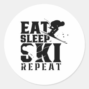 Eat Sleep Ski Repeat Winter Sports Skiing Skier Classic Round Sticker