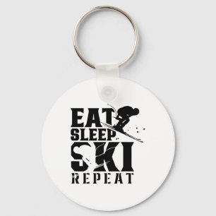 Eat Sleep Ski Repeat Winter Sports Skiing Skier Key Ring