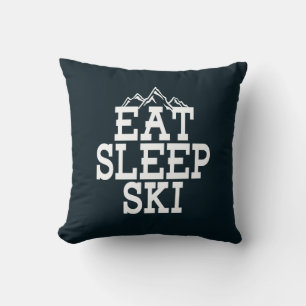 Eat Sleep Ski Typography Modern Cushion