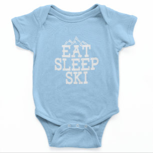 Eat Sleep Ski Winter Gag Baby Shower Bodysuit