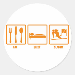 Eat Sleep Slalom Classic Round Sticker