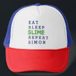 Eat, sleep, slime, repeat gooey trucker hat<br><div class="desc">Eat,  sleep,  slime,  repeat,  the perfect gift for the slime lover in your life. Ideal for girls,  boys and tweens. If your children are always on the hunt for glue,  glitter and activator for slime making supplies this could be the perfect mess free birthday or Christmas present for you.</div>