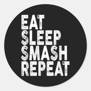 Eat Sleep Smash Repeat _ Badminton Tee Classic Round Sticker