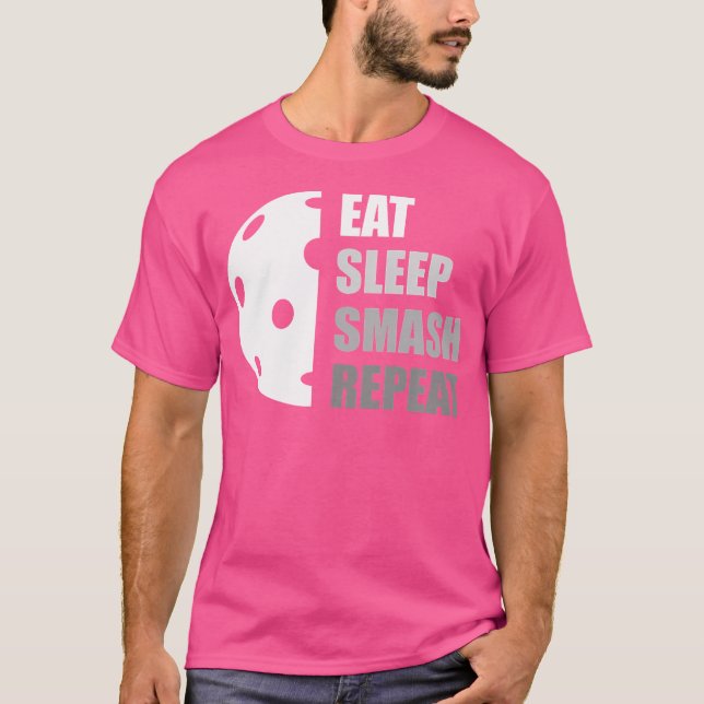 Eat Sleep Smash Repeat Funny Pickleball T-Shirt (Front)
