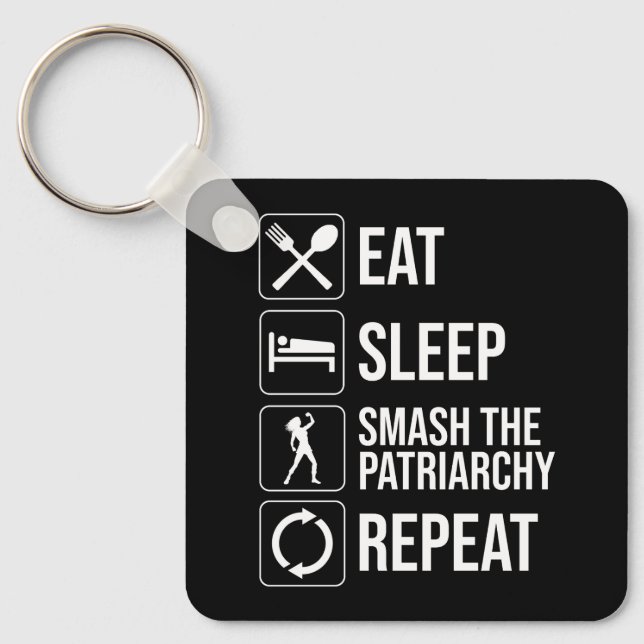Eat. Sleep. Smash The Patriarchy. Repeat Key Ring (Front)