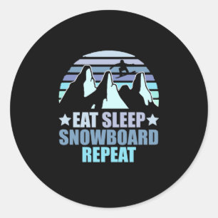 Eat Sleep Snowboard Repeat Classic Round Sticker