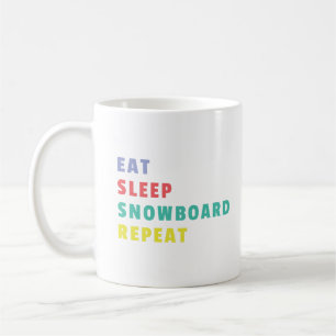 Eat Sleep Snowboard Repeat Colourful Bold Coffee Mug