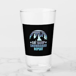 Eat Sleep Snowboard Repeat Glass