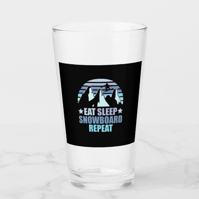 Eat Sleep Snowboard Repeat Glass (Front)