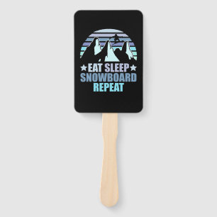 Eat Sleep Snowboard Repeat Hand Fan