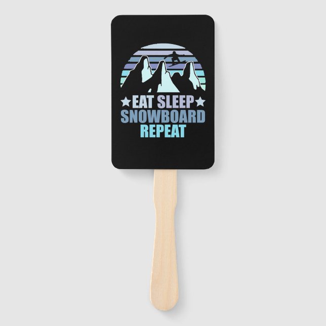 Eat Sleep Snowboard Repeat Hand Fan (Front)