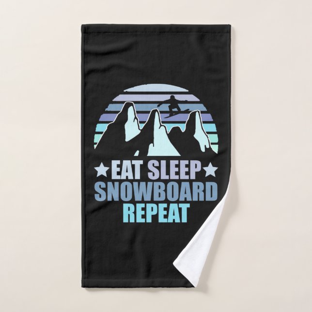 Eat Sleep Snowboard Repeat Hand Towel (Hand Towel)