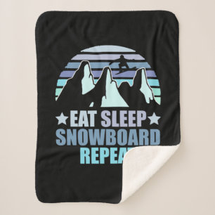 Eat Sleep Snowboard Repeat Sherpa Blanket