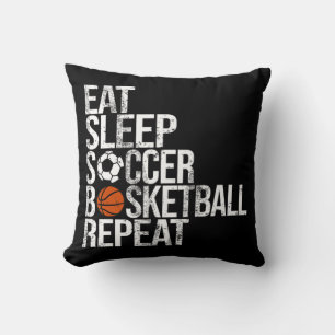 Eat Sleep Soccer Basketball Repeat Fun Ball Cushion