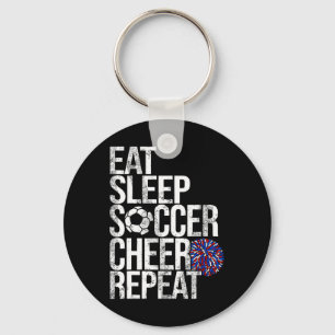 Eat Sleep Soccer Cheer Repeat Funny Sport Cheerlea Key Ring