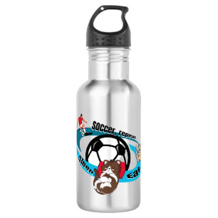Eat, sleep, soccer, repeat. cartoon soccer 532 ml water bottle