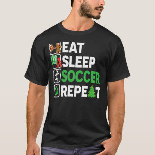 Eat Sleep Soccer Repeat Christmas Pajama  Teen Kid T-Shirt
