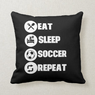 Eat sleep soccer repeat cushion
