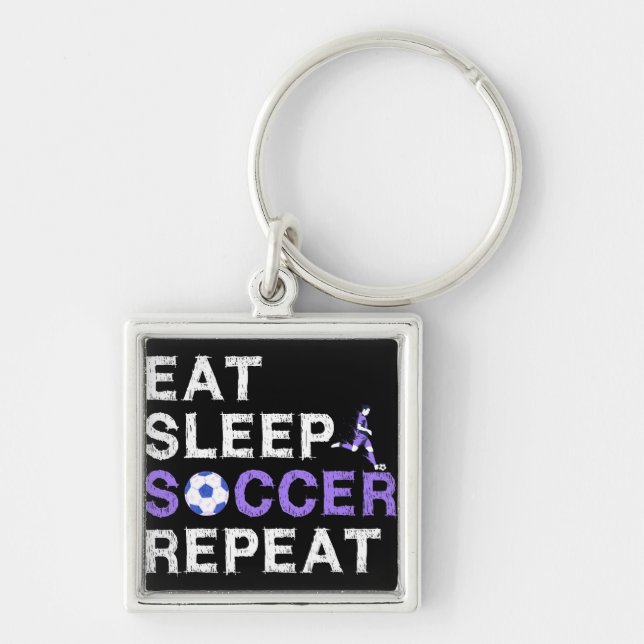 Eat+Sleep+soccer+Repeat Key Ring (Front)