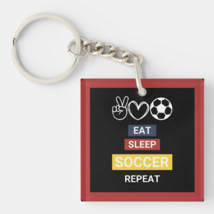 Eat, Sleep, Soccer, Repeat Key Ring