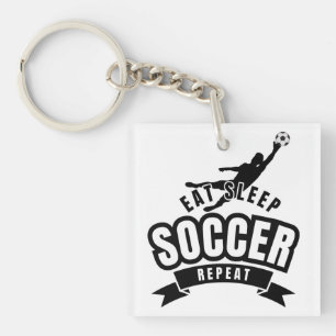 eat sleep soccer repeat key ring