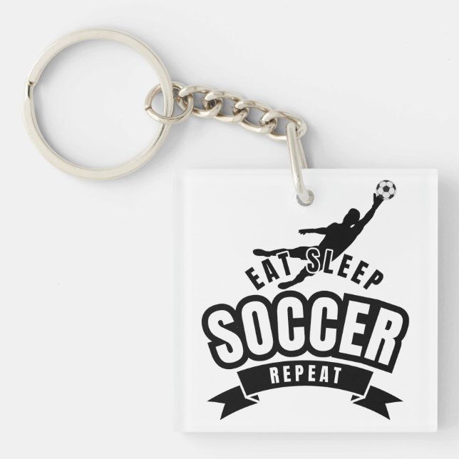 eat sleep soccer repeat  key ring (Front)