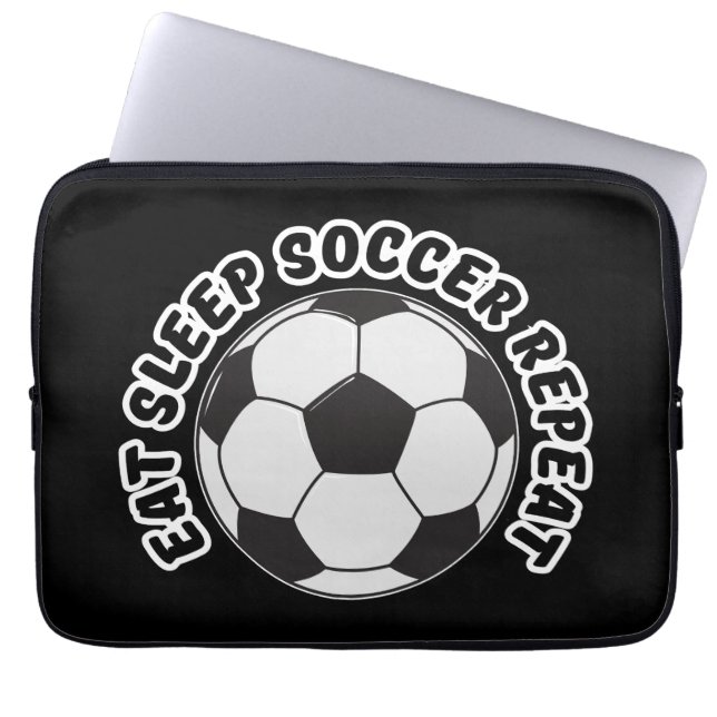 eat sleep soccer repeat  laptop sleeve (Front)