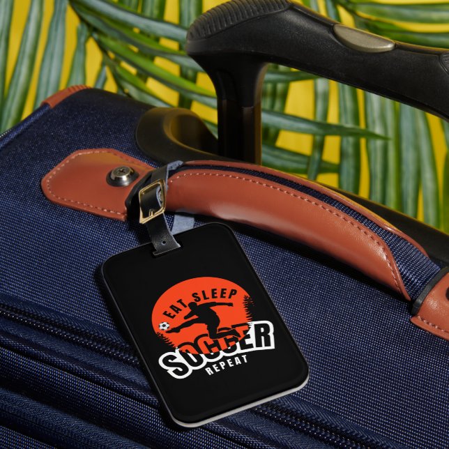 eat sleep soccer repeat  luggage tag (Front Insitu 1)