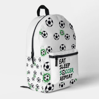 EAT SLEEP SOCCER REPEAT  PRINTED BACKPACK