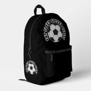 eat sleep soccer repeat printed backpack