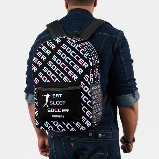 Eat sleep soccer repeat printed backpack (Insitu (Model))