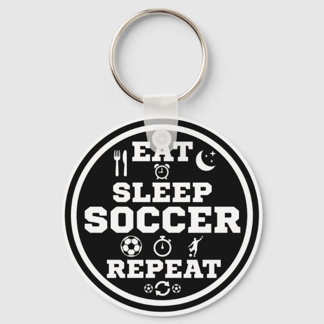 Eat Sleep Soccer Repeat Quote Key Ring (Front)