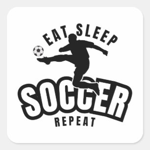 eat sleep soccer repeat square sticker