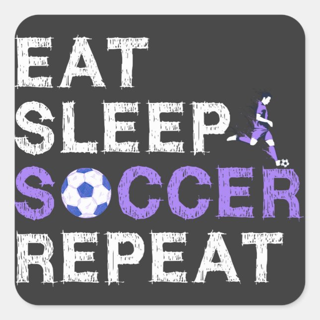 Eat+Sleep+soccer+Repeat Square Sticker (Front)