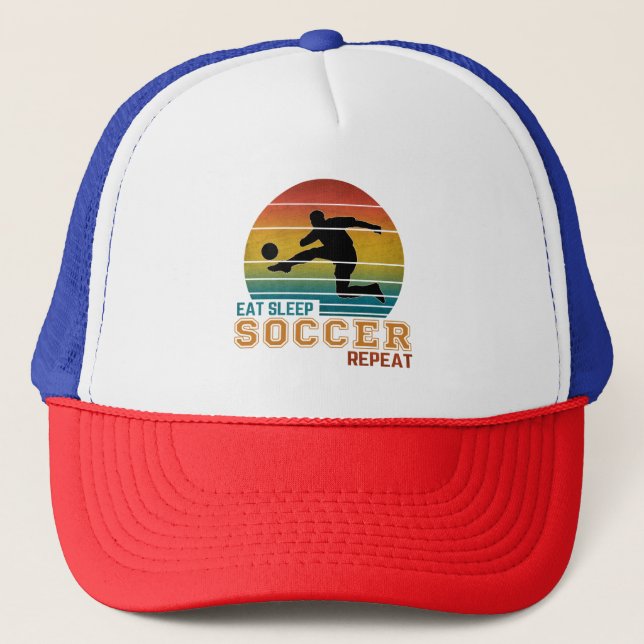 Eat Sleep Soccer Repeat Trucker Hat (Front)