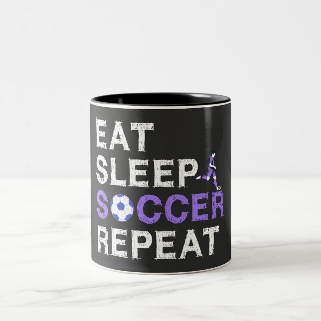 Eat+Sleep+soccer+Repeat Two-Tone Coffee Mug (Center)
