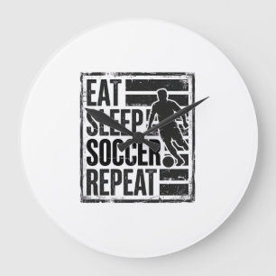 Eat Sleep Soccer Repeat Vintage Player Shirt Desig Large Clock