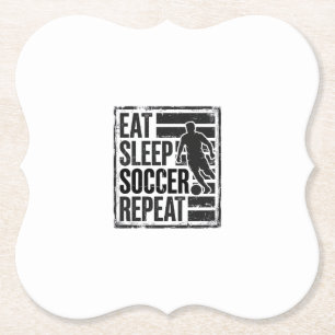 Eat Sleep Soccer Repeat Vintage Player Shirt Desig Paper Coaster
