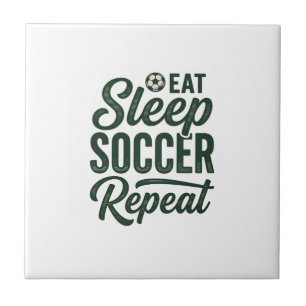 Eat Sleep Soccer Repeat Vintage Shirt Design_1 Ceramic Tile