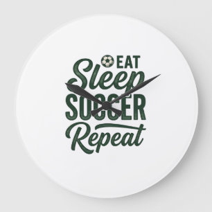 Eat Sleep Soccer Repeat Vintage Shirt Design_1 Large Clock