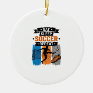 Eat Sleep Soccer Repeat Vintage Soccer Player Shir Ceramic Ornament