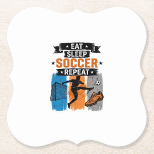 Eat Sleep Soccer Repeat Vintage Soccer Player Shir Paper Coaster